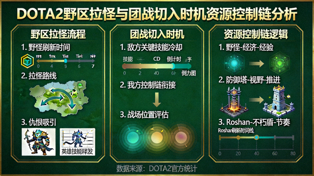 DOTA2野区拉怪与团战切入时机资源控制链分析画面